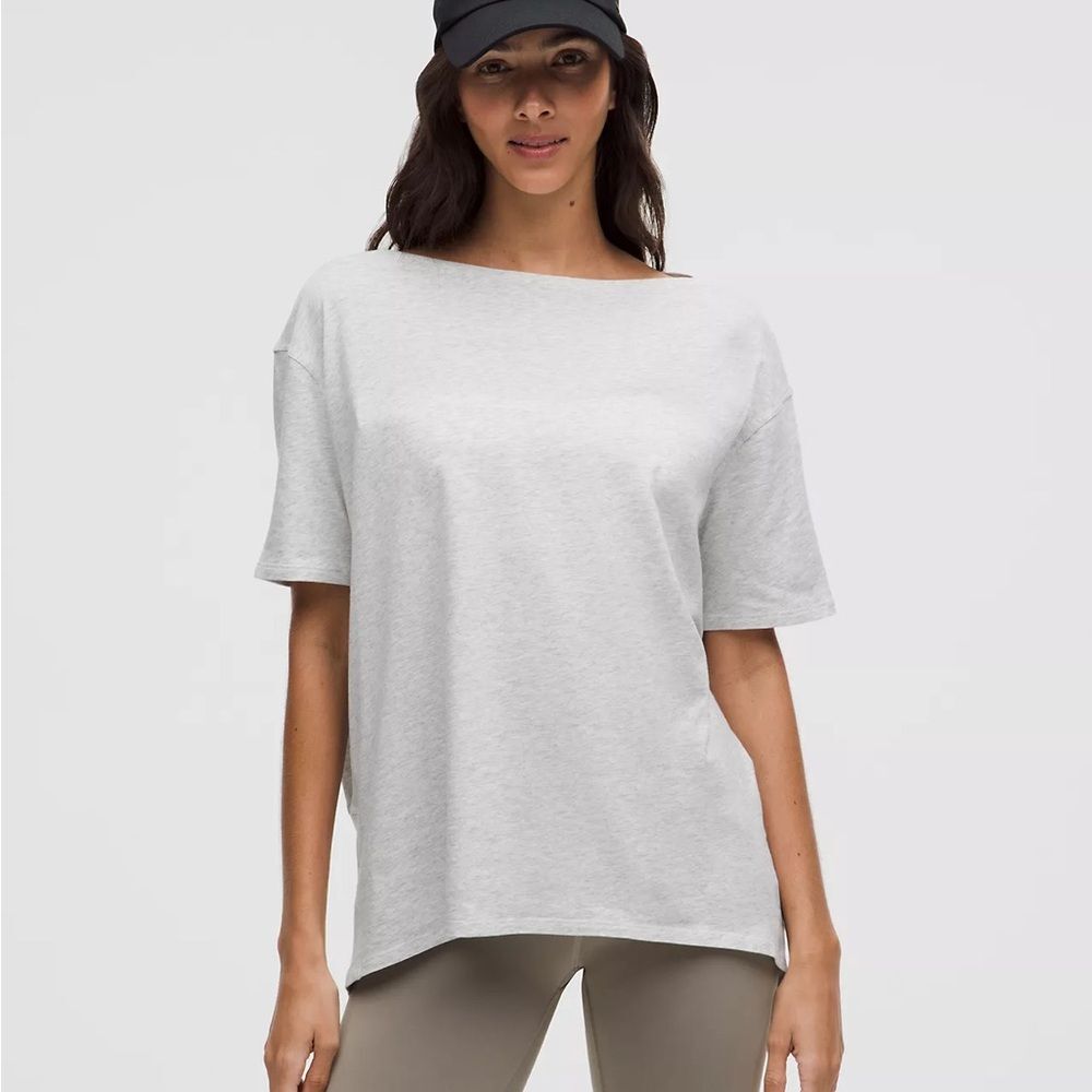 Lululemon Back In Action Organic Cotton Heathered Core Ultra Light Grey T-Shirt